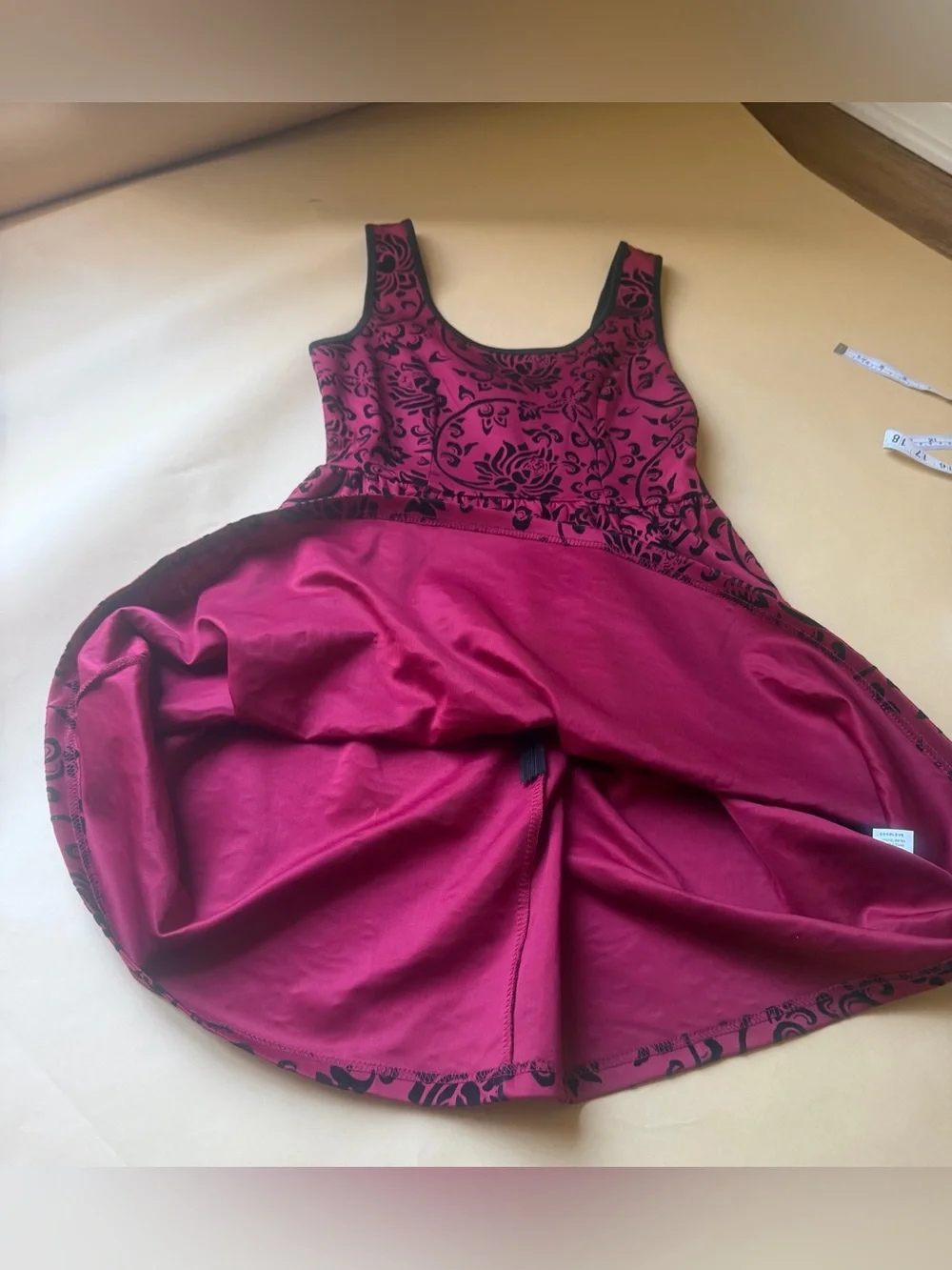 Coco Love Red Floral Flocked Fit & Flare Dress Sleeveless Size S